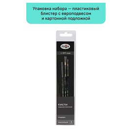 Набор художественных кистей синтетика Гамма "Модерн", 3шт., круглые №0, 3, 7, блистер, европодвес