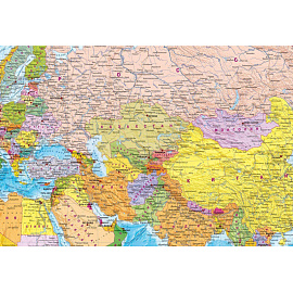 Карта мира политическая 1:17 000 000 настенная 202x143 см с ламинацией