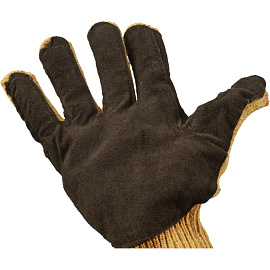 Перчатки рабочие защитные Ампаро Рейнджер хлопковые/полиэфирные со спилковым покрытием желтые (4 нити, 10 класс, универсальный размер)