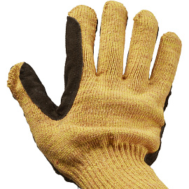 Перчатки рабочие защитные Ампаро Рейнджер хлопковые/полиэфирные со спилковым покрытием желтые (4 нити, 10 класс, универсальный размер)