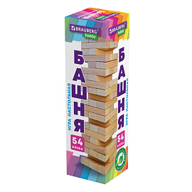 Игра настольная "БАШНЯ", 54 деревянных блока, BRAUBERG HOBBY, 665492 фото Игра настольная "БАШНЯ", 54 деревянных блока, BRAUBERG HOBBY, 665492