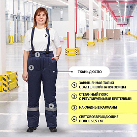Брюки рабочие зимние женские з07-БР с СОП синие из ткани дюспо (размер 48-50, рост 170-176)