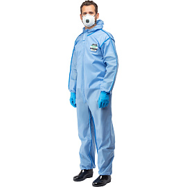 Комбинезон одноразовый с капюшоном Lakeland SafeGard 76 синий 45 г/кв.м (размер 44-46, М, ESB428)