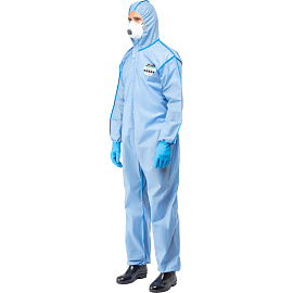 Комбинезон одноразовый с капюшоном Lakeland SafeGard 76 синий 45 г/кв.м (размер 44-46, М, ESB428)