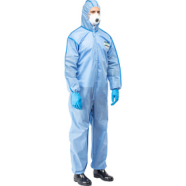 Комбинезон одноразовый с капюшоном Lakeland SafeGard 76 синий 45 г/кв.м (размер 44-46, М, ESB428)