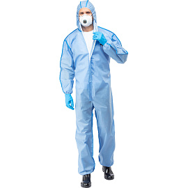 Комбинезон одноразовый с капюшоном Lakeland SafeGard 76 синий 45 г/кв.м (размер 44-46, М, ESB428)