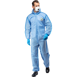 Комбинезон одноразовый с капюшоном Lakeland SafeGard 76 синий 45 г/кв.м (размер 56-58, XXL, ESB428)
