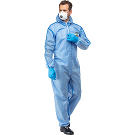 Комбинезон одноразовый с капюшоном Lakeland SafeGard 76 синий 45 г/кв.м (размер 56-58, XXL, ESB428)