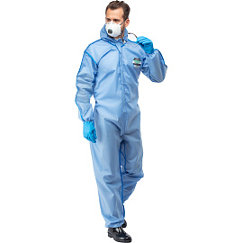 Комбинезон одноразовый с капюшоном Lakeland SafeGard 76 синий 45 г/кв.м (размер 56-58, XXL, ESB428)