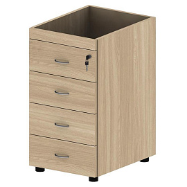 Тумба приставная Агат АЯ-22 с замком без топа (ясень шимо, 400х520х730 мм, 4 ящика)