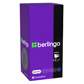 Ручка шариковая Berlingo "DoubleBlack" синяя, 0,7мм, игольчатый стержень