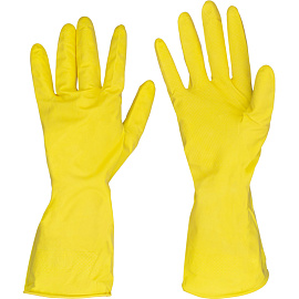 Перчатки латексные Luscan с хлопковым напылением желтые (размер 8, M)
