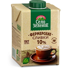 Сливки Село Зеленое стерилизованные 10% 500 г