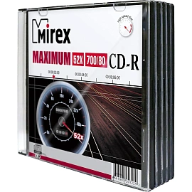 Диск CD-R Mirex 700 МБ 52x slim box UL120052A8F (5 штук в упаковке)