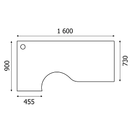 Стол эргономичный Комус Мебель Easy One 874.875 левый (серый, 1600х900х743 мм)