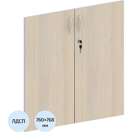 Двери низкие Easy ЛДСП с замком (дуб светлый/серый, 768х760 мм, 2 штуки)