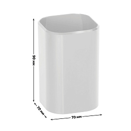 Подставка-стакан СТАММ "Фаворит", пластиковая, квадратная, белая фото Подставка-стакан СТАММ "Фаворит", пластиковая, квадратная, белая