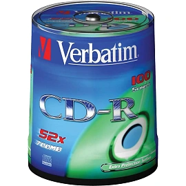 Диск CD-R Verbatim 700 МБ 52x cake box 43411 (100 штук в упаковке)