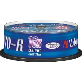Диск DVD-R Verbatim 4.7 ГБ 16x cake box 43522 (25 штук в упаковке)