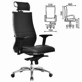 Кресло офисное МЕТТА "SAMURAI" KL-3, с подголовником, экокожа, черное