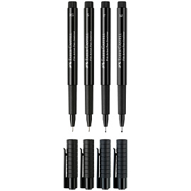 Набор капиллярных ручек Faber-Castell "Pitt Artist Pen" черные, 4шт., 0,1/0,3/0,5/0,7мм, пласт. уп., европодвес