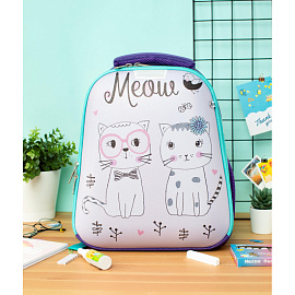 Ранец Комус Класс (№1 School) Meow анатомический фиолетовый экокожа с двумя отделениями