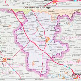 Карта Москвы и Московской области территориально-административная 1:280 000 настенная 143x102 см с ламинацией