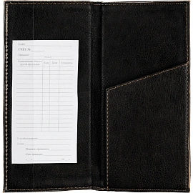 Папка для счета 110х230 мм, искусственная кожа черная
