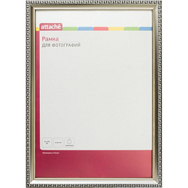 Рамка Комус (Attache) А4 21x30 см пластиковый багет 17 мм серебристая