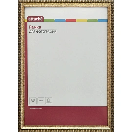 Рамка Комус (Attache) А4 21x30 см пластиковый багет 17 мм золотистая