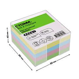 Блок для записей СТАММ "Имидж", 8*8*4см, пластиковый бокс, цветной фото Блок для записей СТАММ "Имидж", 8*8*4см, пластиковый бокс, цветной