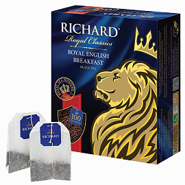 Чай Richard Royal English Breakfast черный 100 пакетиков фото Чай Richard Royal English Breakfast черный 100 пакетиков