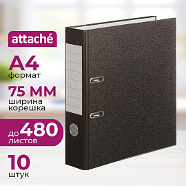 Папка-регистратор Attache 75 мм мрамор черная бумага (10 штук в упаковке)