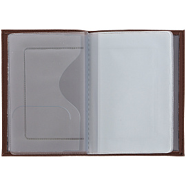 Обложка для автодокументов OfficeSpace "Комфорт", экокожа, коричневый, тиснение золотом