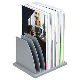 Подставка для журналов и бумаг СТАММ, сборная, 6 отделений, серая фото Подставка для журналов и бумаг СТАММ, сборная, 6 отделений, серая