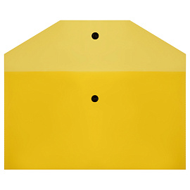 Папка-конверт на кнопке СТАММ С6+, 150мкм, пластик, прозрачная, желтая