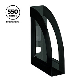 Лоток для бумаг вертикальный СТАММ "Респект", тонированный черный, ширина 70мм фото Лоток для бумаг вертикальный СТАММ "Респект", тонированный черный, ширина 70мм