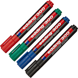 Набор маркеров перманентных Edding E-300 4 цвета (толщина линии 1,5-3 мм) круглый наконечник