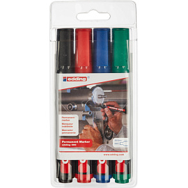 Набор маркеров перманентных Edding E-300 4 цвета (толщина линии 1,5-3 мм) круглый наконечник