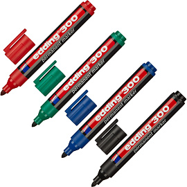 Набор маркеров перманентных Edding E-300 4 цвета (толщина линии 1,5-3 мм) круглый наконечник