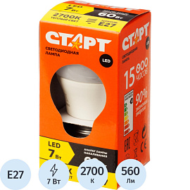 Лампа светодиодная Старт ECO G 7Вт E27 2700К 560Лм