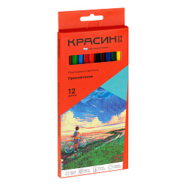 Карандаши цветные Красин "Приключения", 12цв., шестигран., заточен., картон, европодвес фото Карандаши цветные Красин "Приключения", 12цв., шестигран., заточен., картон, европодвес