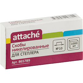 Скобы для степлера Attache №10 с никелевым покрытием (1000 штук в упаковке) фото Скобы для степлера Attache №10 с никелевым покрытием (1000 штук в упаковке)