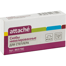 Скобы для степлера Attache №24/6 с никелевым покрытием (1000 штук в упаковке) фото Скобы для степлера Attache №24/6 с никелевым покрытием (1000 штук в упаковке)