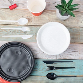 Ложка одноразовая столовая черная 165 мм (100 штук в упаковке)