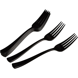 Вилка одноразовая PLMA черная 190 мм (50 штук в упаковке)