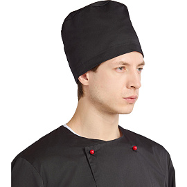 Колпак поварской (таблетка) черный универсального размера фото Колпак поварской (таблетка) черный универсального размера