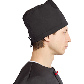 Колпак поварской (таблетка) черный универсального размера фото Колпак поварской (таблетка) черный универсального размера