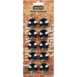 Магнитный держатель для досок диаметр 30 мм (10 штук в упаковке) черный Attache Loft