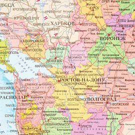 Карта России политико-административная 1:6 000 000 настенная 143x102 см с ламинацией